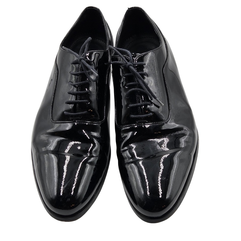 Suitsupply Shoes Mens Size 10 Black Patent Leather Oxford Lace Up Dress Italy